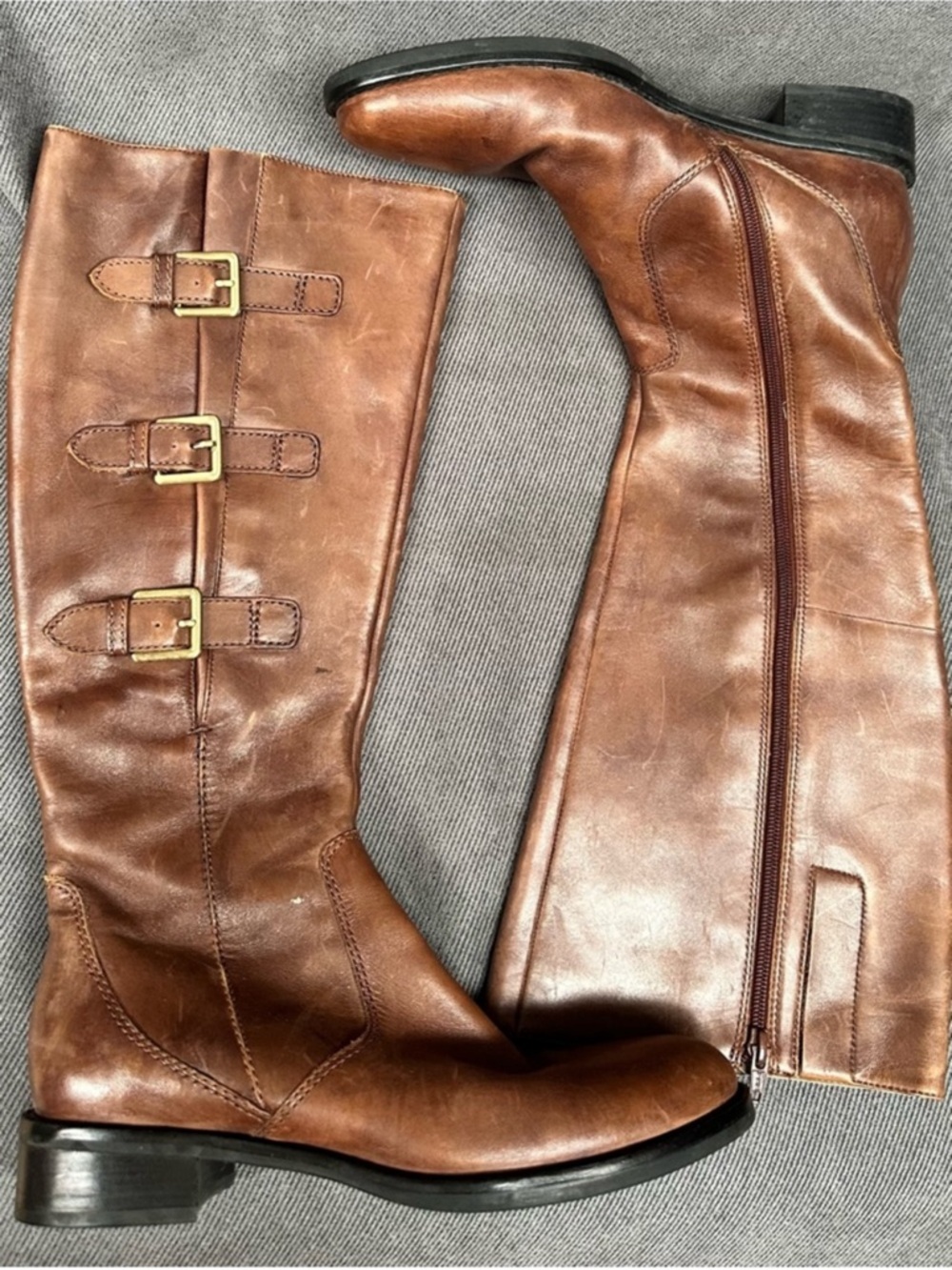 Ecco Hobart brown leather boots buckles sz 39
